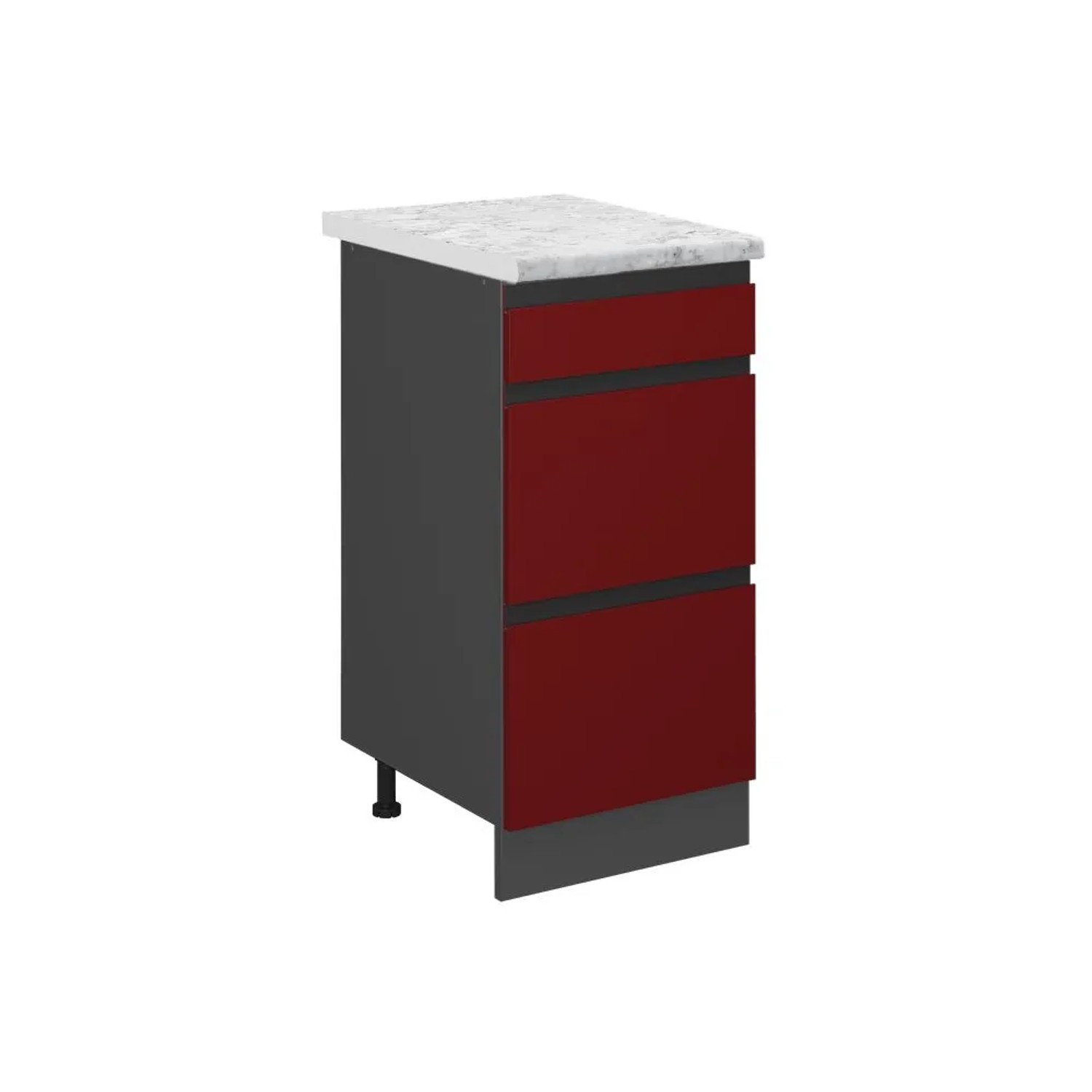 Vicco Schubladenschrank R-Line Schubladenschrank für die Küche Rot 40 cm J-Shape AP Marmor