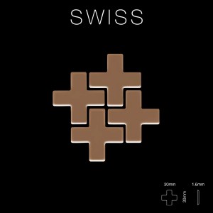 Hochglanz Kupfer Mosaikfliese im Swiss Cross Design aus Titan.