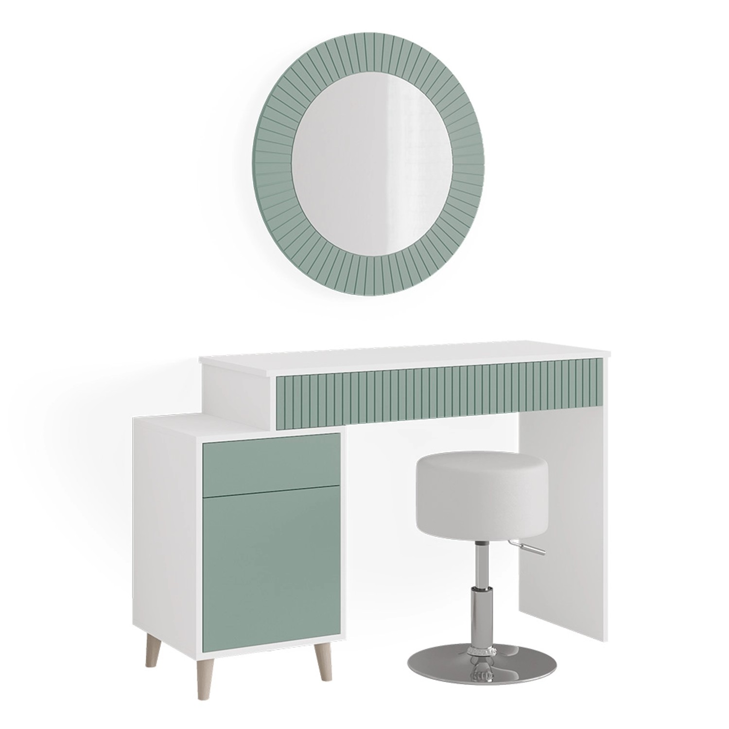 Vicco Schminktisch Arles Grün/Weiß 120 cm mit Hocker günstig online kaufen