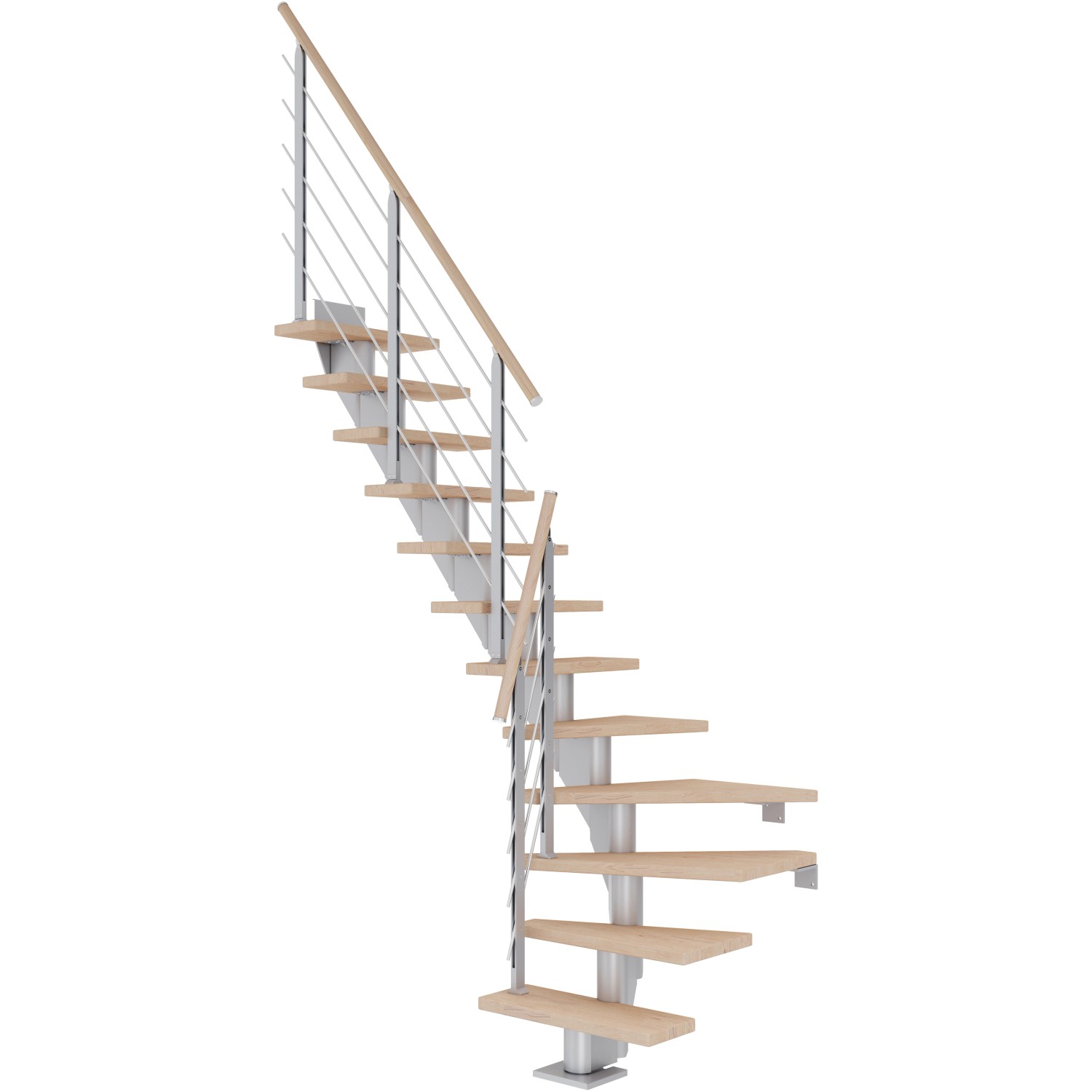 Dolle Mittelholmtreppe Frankfurt Eiche Weiß Perlgrau GH bis 279 cm 1/4 gew 75 cm