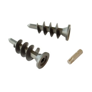 Jardinion Noppenbahn Schrauben, 100er Set mit Bit, Kunststoff silber zur Befestigung von Noppenbahnen.