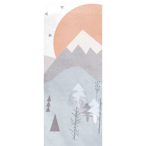 Komar Vlies Fototapete Wild and Free mit Berglandschaft und Bäumen, 100x250cm.