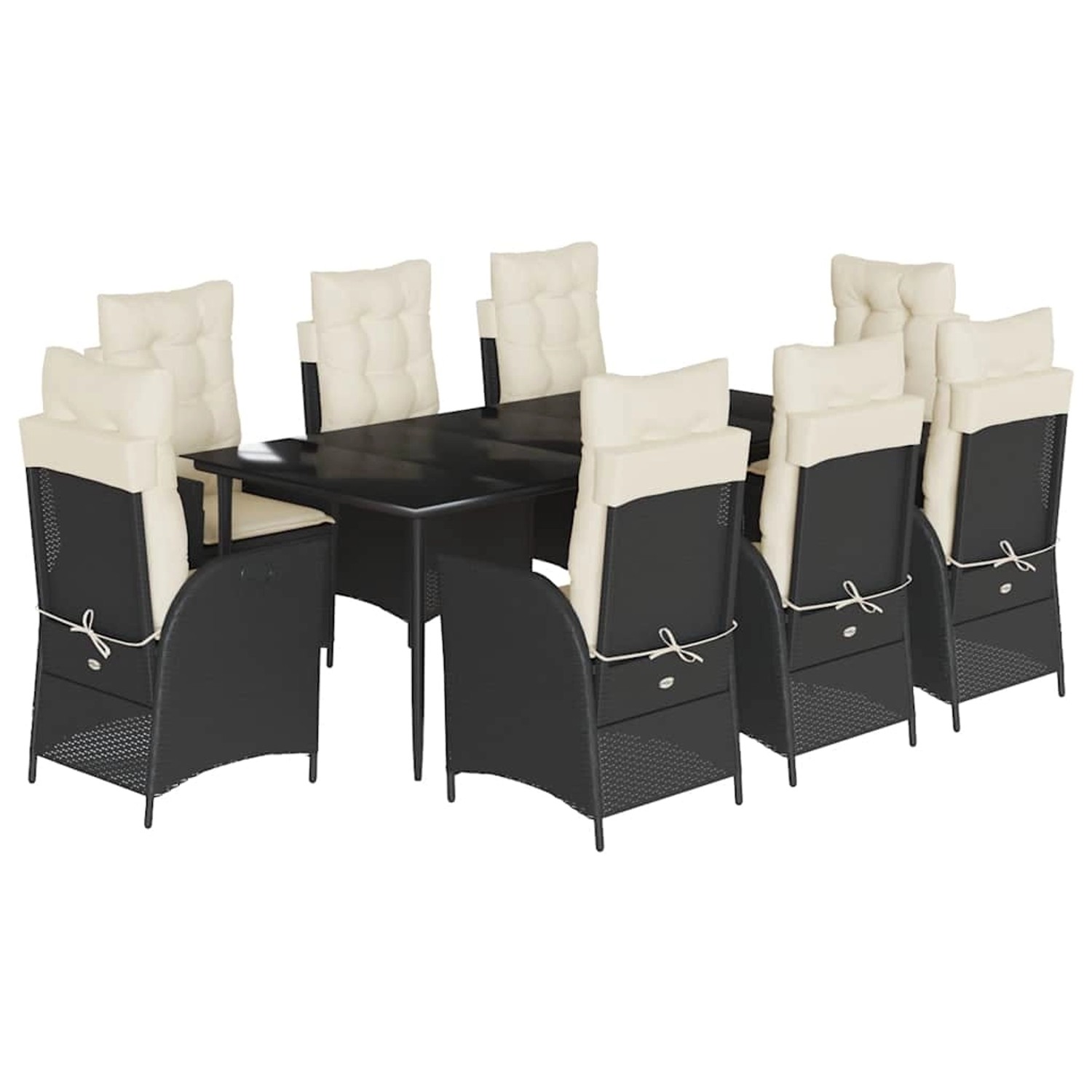 vidaXL 9-Tlg Garten-Essgruppe mit Kissen Schwarz Poly Rattan 3213163 günstig online kaufen