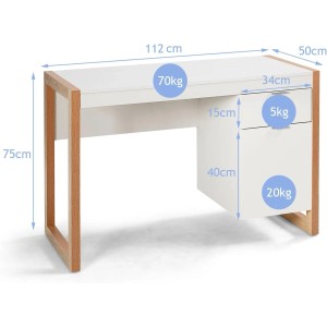 Costway Schreibtisch mit Schublade und Schrank Kinderschreibtisch Weiß