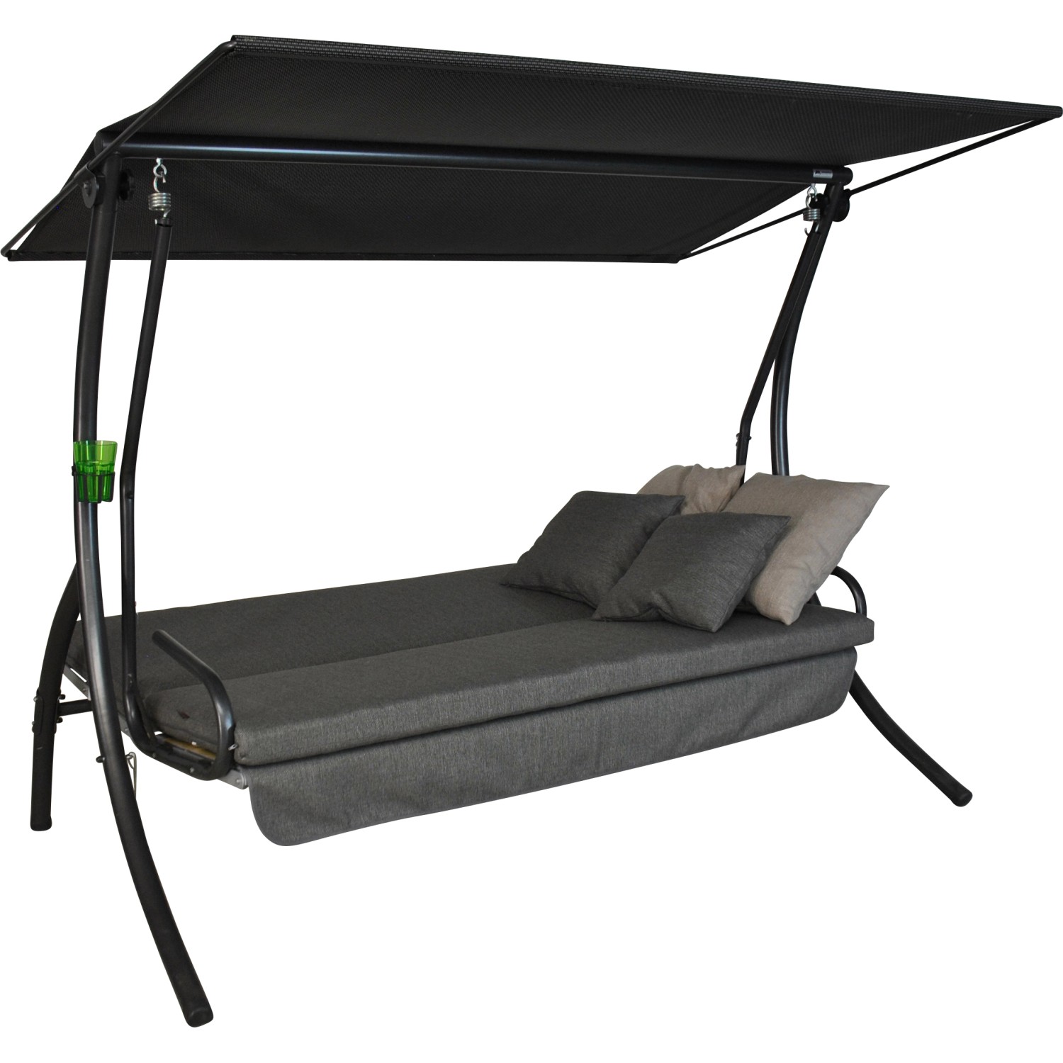 Angerer Hollywoodschaukel Drift Smart Stone, 3-Sitzer mit Liegefunktion und wetterfestem Dach.