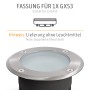 Flacher, silberner Viskos Bodenstrahler (4er Set) für GX53 Leuchtmittel, geeignet für den Außenbereich.
