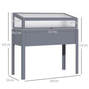 Outsunny Hochbeetkasten aus Tannenholz mit PC-Panel, grau, 120x54x122cm, für gesundes Pflanzenwachstum.