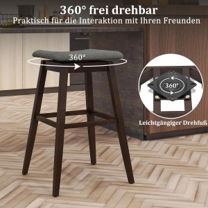 Costway Barhocker 2er Set 360° Drehbar 76 cm Holz Modern