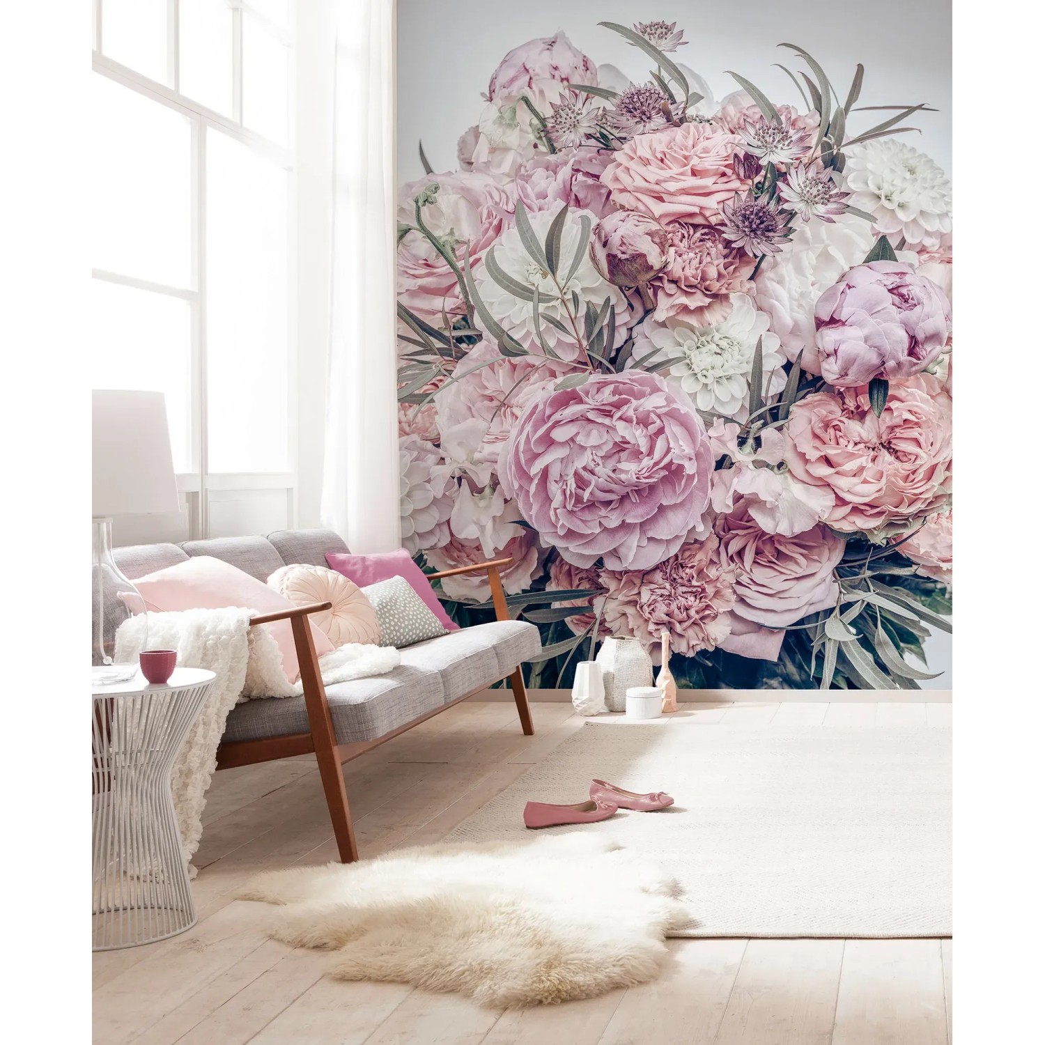 Komar Vliesfototapete Zestful mit Blumenmuster im Wohnraum, 200x250 cm.