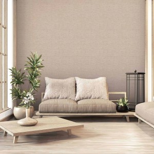 Beige Vliestapete mit leichter Struktur von Bricoflor Naturfarben als Uni Wandtapete für Wohnräume.