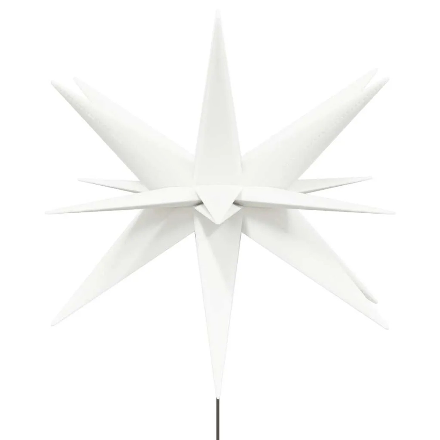 Weißer faltbarer LED-Weihnachtsstern mit Erdspieß, 57 cm, für festliche Weihnachtsdekoration.
