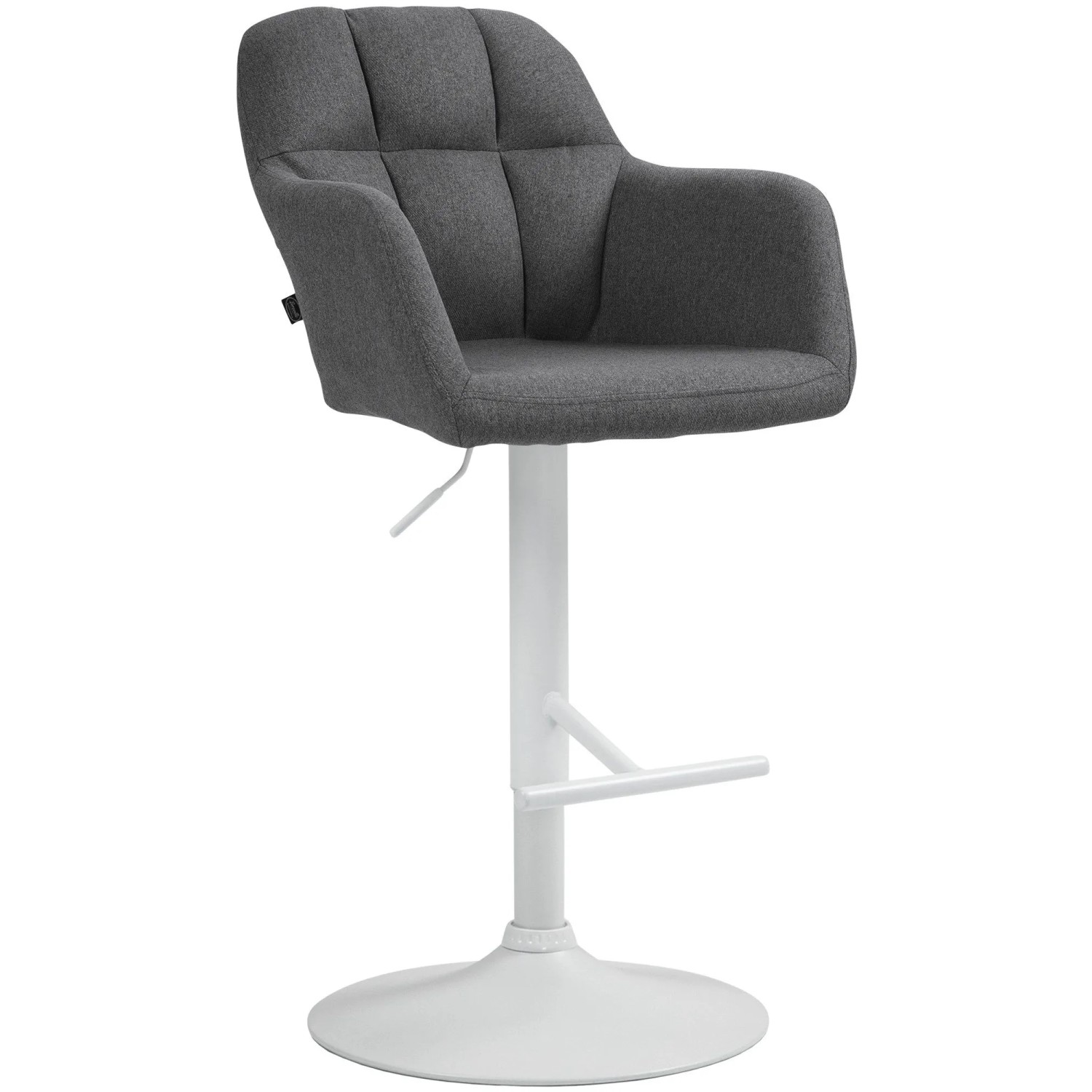 DELUKE Barhocker TUBEL Stoff Dunkelgrau 57x59x97cm Weiß Barstuhl Höhenverstellbar Mit Lehne Drehbar Tresenhocker Tresenstuhl