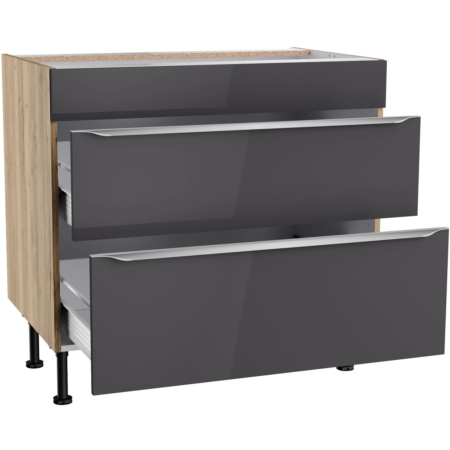 Optifit Küchenunterschrank Linus984 90 cm Anthrazit-Wildeiche mit 2 Auszügen kaufen bei OBI