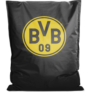 Schwarzer Sitting Point Sitzsack BigBag BVB VIP mit BVB-Logo.