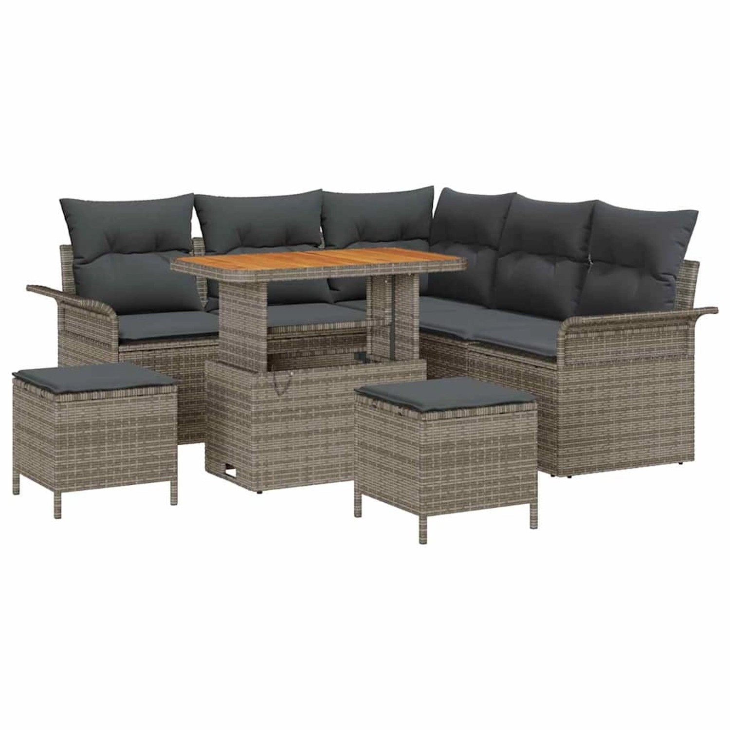 vidaXL Garten-Sofa-Set Höhenverstellbar 8-Tlg Grau Poly Rattan 3362138 günstig online kaufen