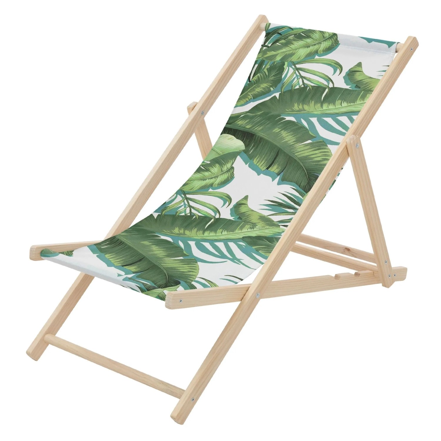 ECD Germany Liegestuhl Klappbar Tropical Grün-Weiß aus Holz