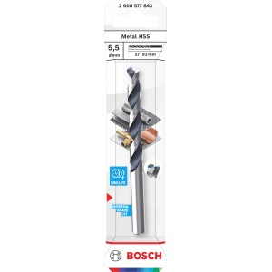 Bosch Spiralbohrer Metal HSS, 5,5 mm, für präzise Bohrlöcher in Metall.