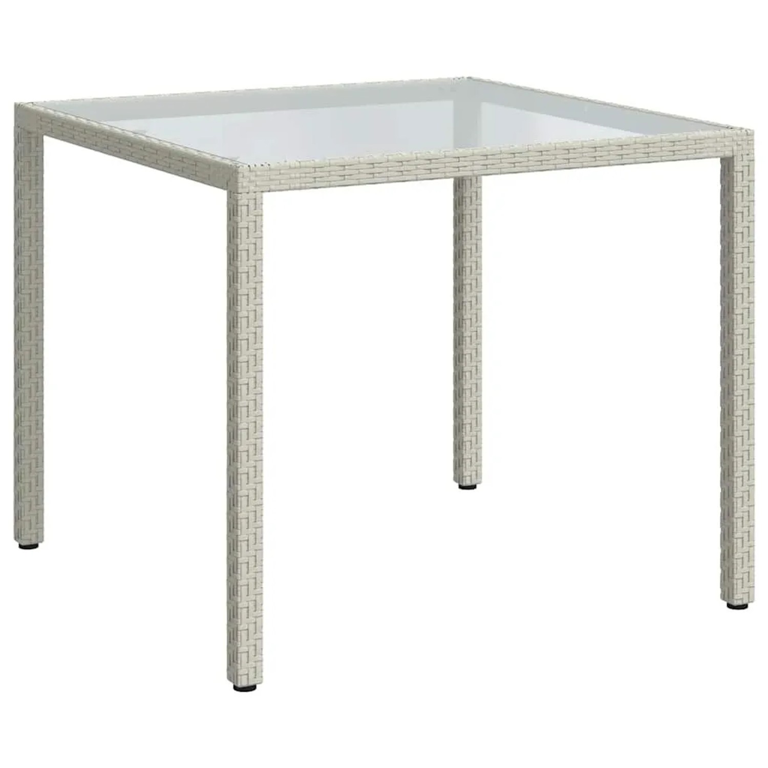 Furnicato Gartentisch 90x90x75 Cm Gehärtetes Glas Poly Rattan Weiß