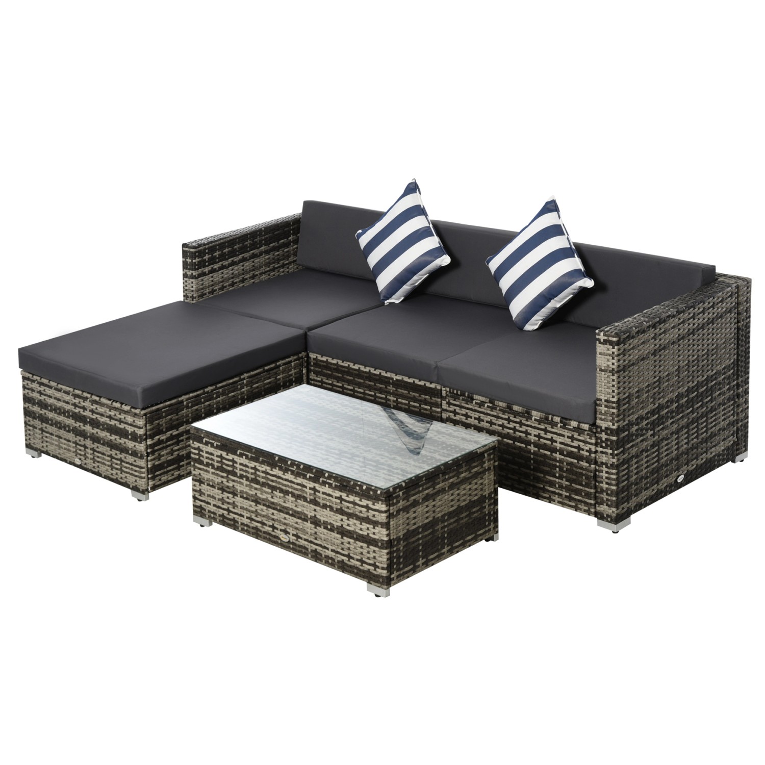 Outsunny Gartenmöbel Set Metall PE-Rattan Polyester Grau 75L x 67B x 64H cm günstig online kaufen