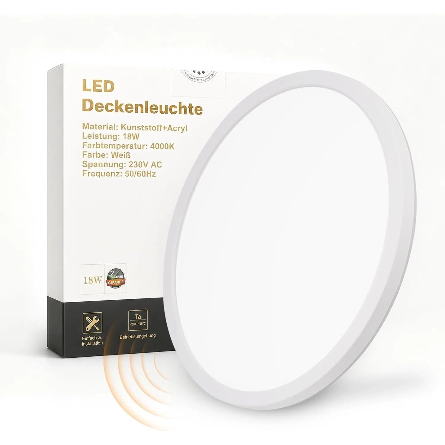 NETTLIFE LED Deckenleuchte aus Plastik L29 Weiß-2