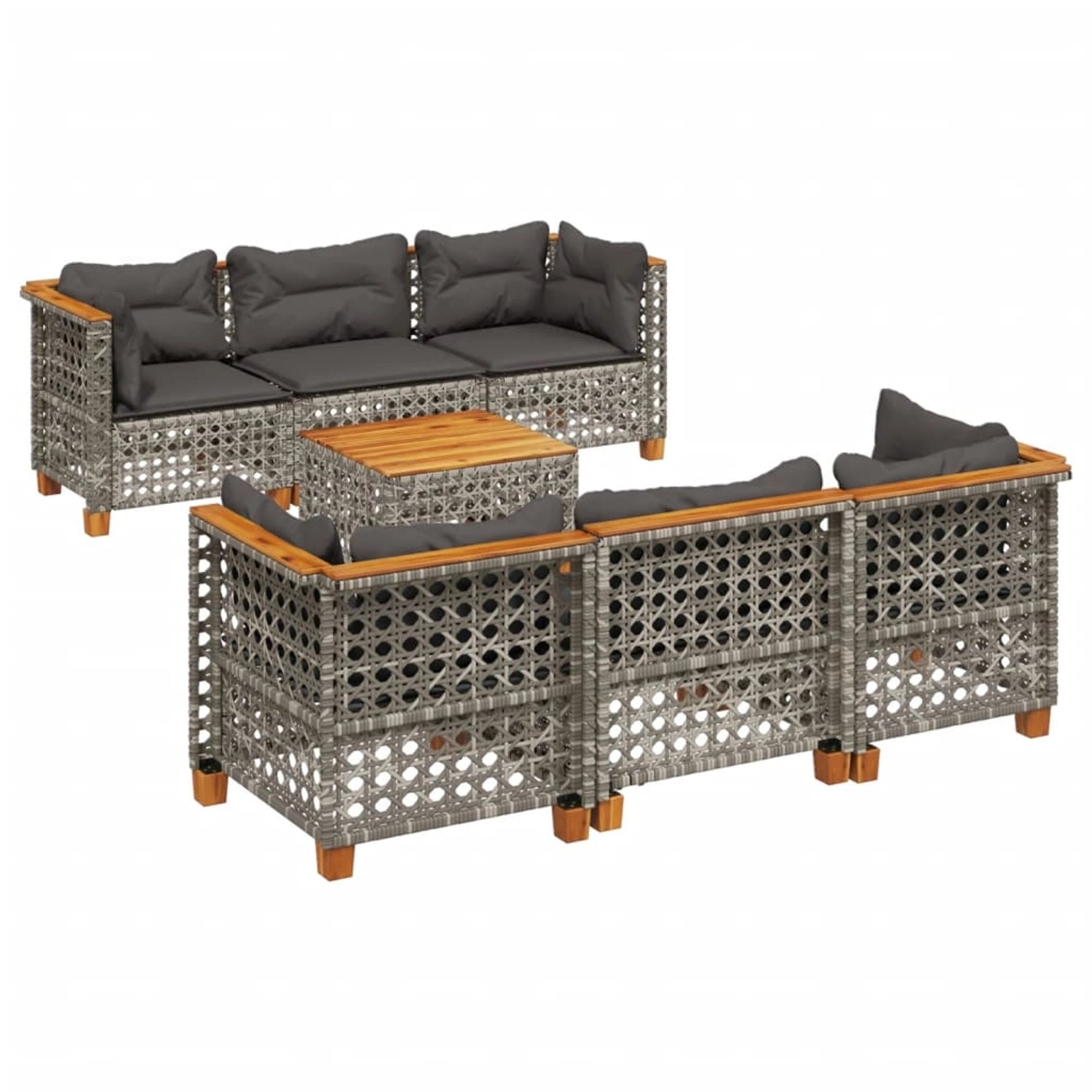 vidaXL 7-tlg Garten-Sofagarnitur mit Kissen Grau Poly Rattan Modell 194 günstig online kaufen