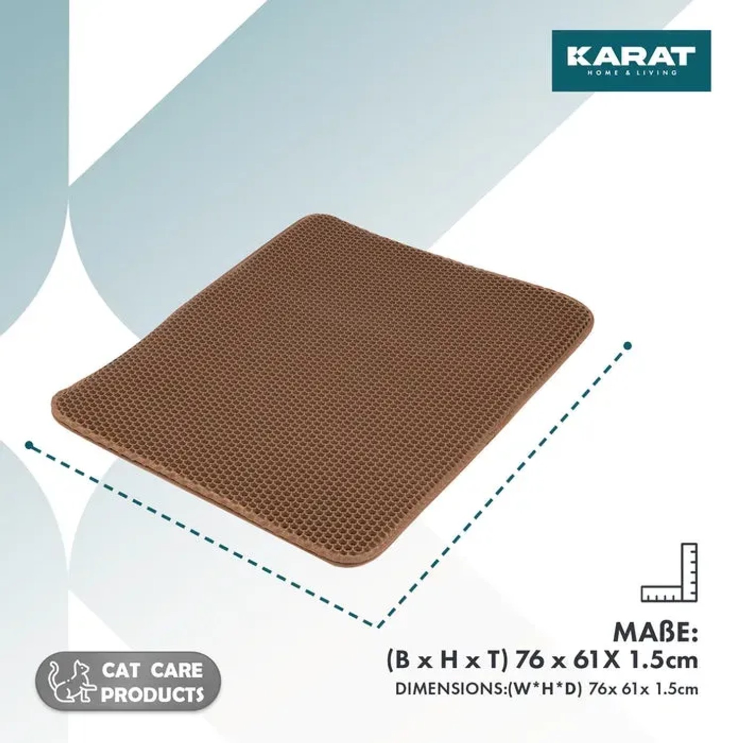 Braune KARAT Katzenstreumatte Charly mit Wabendesign, 76x61 cm, abwaschbar.