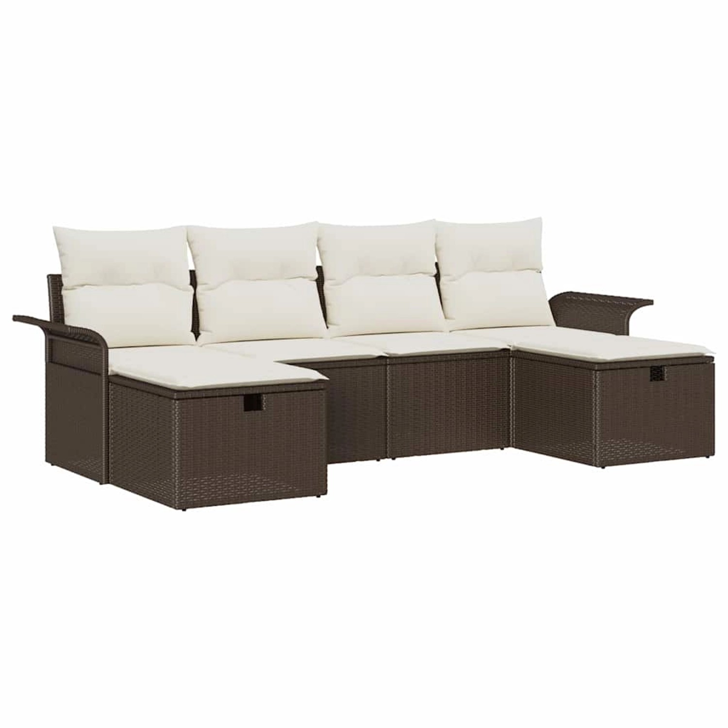 vidaXL Garten-Sofa-Set mit Kissen mit Speicher 6-Tlg Braun Poly Rattan 3360 günstig online kaufen