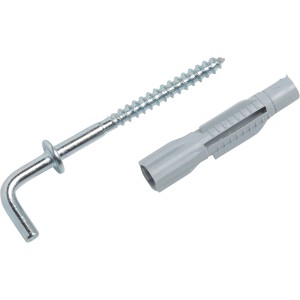 LUX Allzweckdübel mit Winkelhaken, verzinkt, 6x33mm, 4 Stück. Dübel und Schraube für leichte Befestigungen.