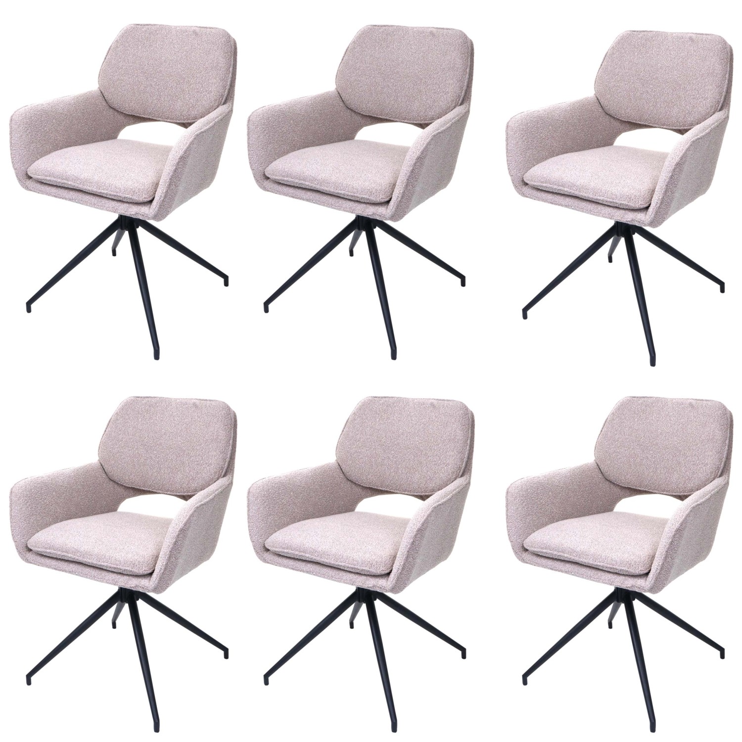 MCW Esszimmerstuhl N74 6er-Set Stoff Boucle 540g/m² Beige günstig online kaufen