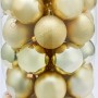 Goldenes Weihnachtskugel-Set mit Sternen, 50-teilig, matte, glänzende und glitzernde Oberflächen.