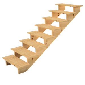 Vinuovo Holztreppe für Außen, 8 Stufen, 80cm breit, ohne Setzstufen.