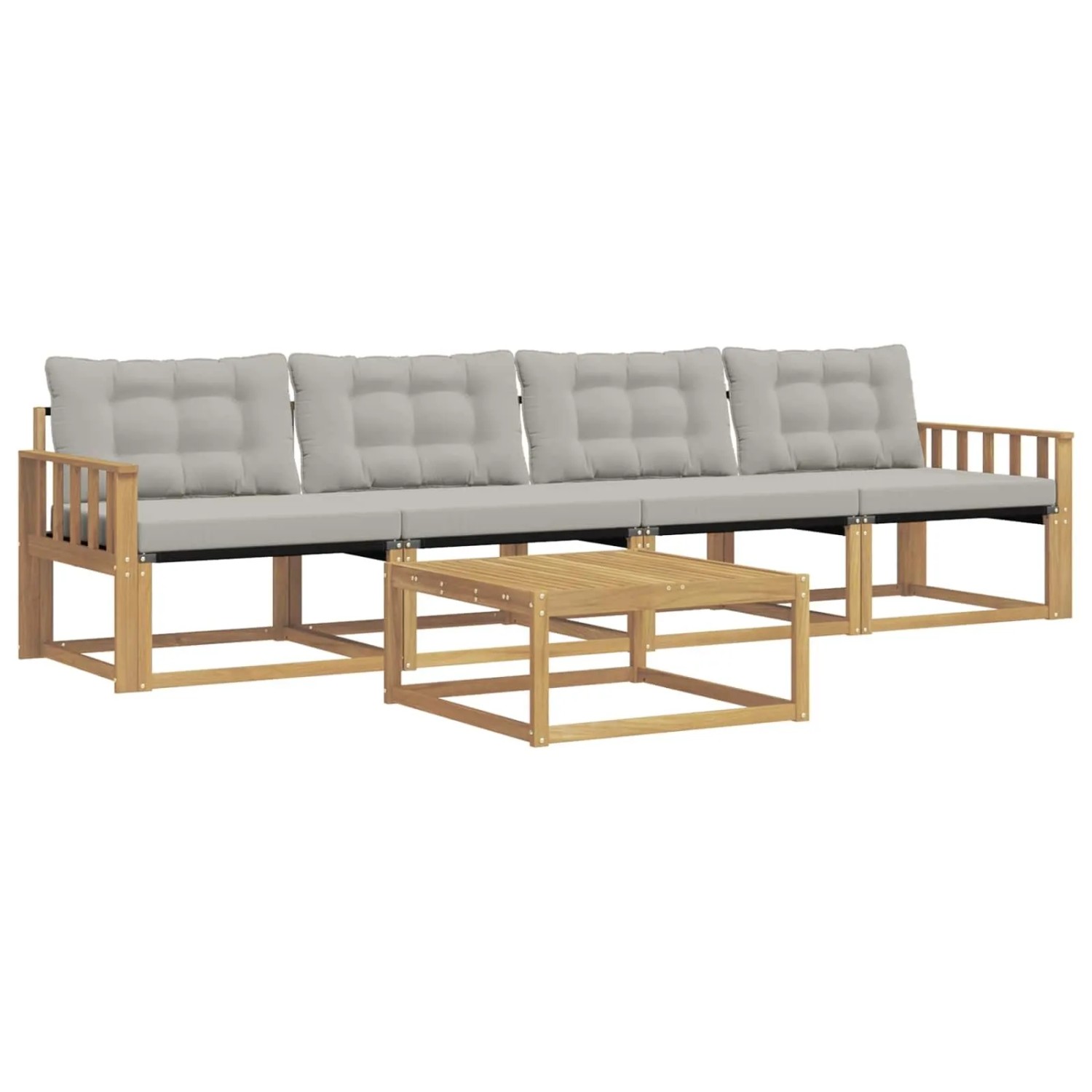 vidaXL Outdoor-Sofagarnitur 5 Stk Weiß und Hellgrau 79 x 79 x 37 cm 3388393