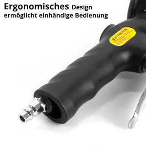 Ergonomische STAHLWERK Druckluft-Reifenfüllpistole mit schwarzem Griff und Schnellkupplung für einfache Bedienung.