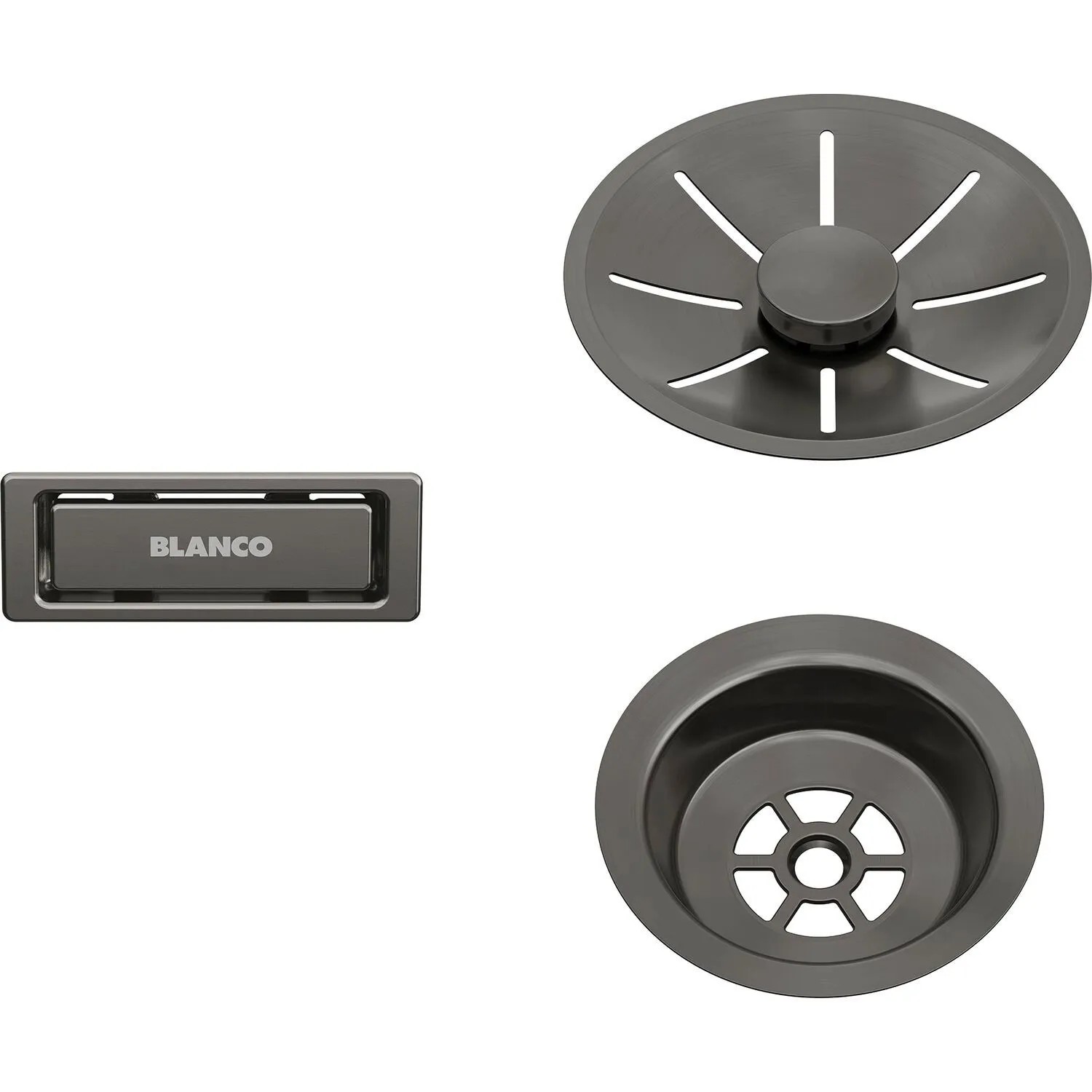 Blanco Ab & Überlaufset Infino für Einzelspülbecken Satin Darksteel