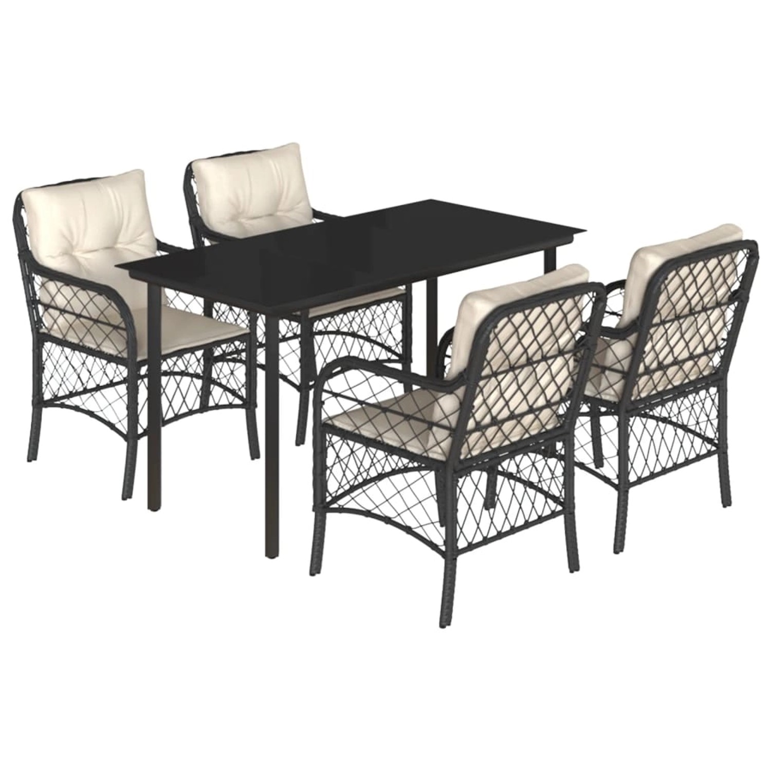 vidaXL 5-Tlg Garten-Essgruppe mit Kissen Schwarz Poly Rattan 3212091 günstig online kaufen