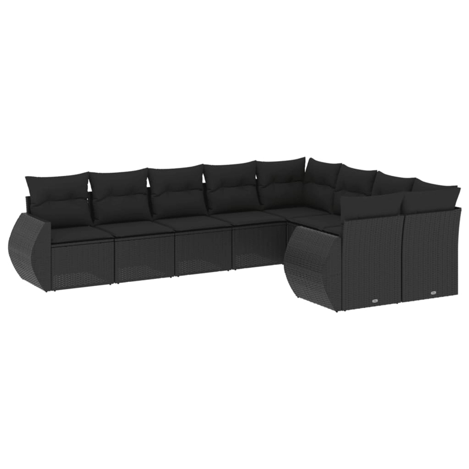 vidaXL 9-Tlg Garten-Sofagarnitur mit Kissen Schwarz Poly Rattan 3254172 günstig online kaufen