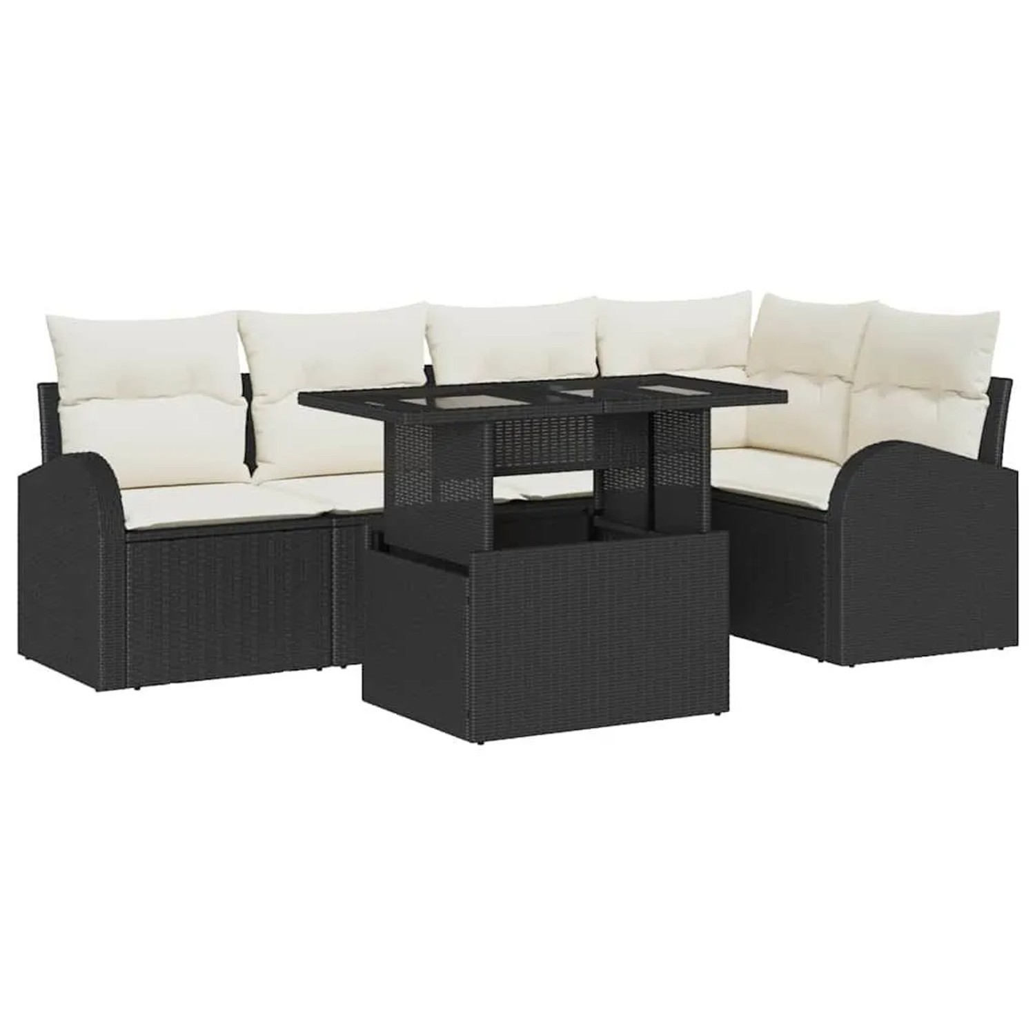 vidaXL Gartensofa-set mit Speicher 6-Tlg Schwarz und Creme Poly-Rattan 3348 günstig online kaufen