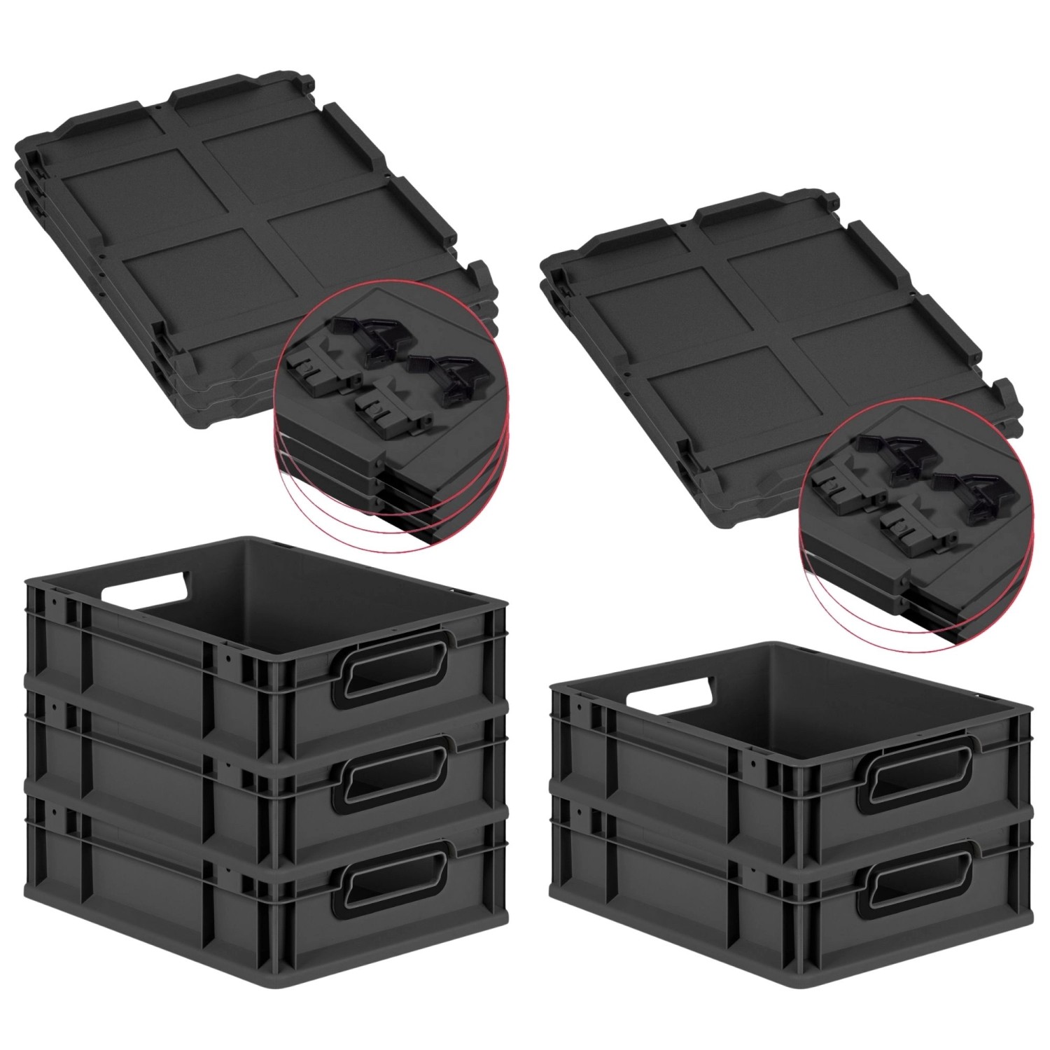 PROREGAL SuperSparSet 5x Eurobox Nextgen Color Mit Scharnierdeckel HxBxT 12 günstig online kaufen