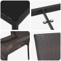 Detailansicht: vidaXL Garten Essgruppe, 7-tlg, braunes Poly Rattan, Tisch mit Glasplatte, Stuhlgeflecht.
