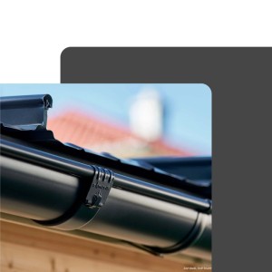 Anthrazit Zambelli Rinnenverbinder aus Metall für halbrunde Dachrinnen. Robuster Verbinder am Hausdach, einfache Montage.