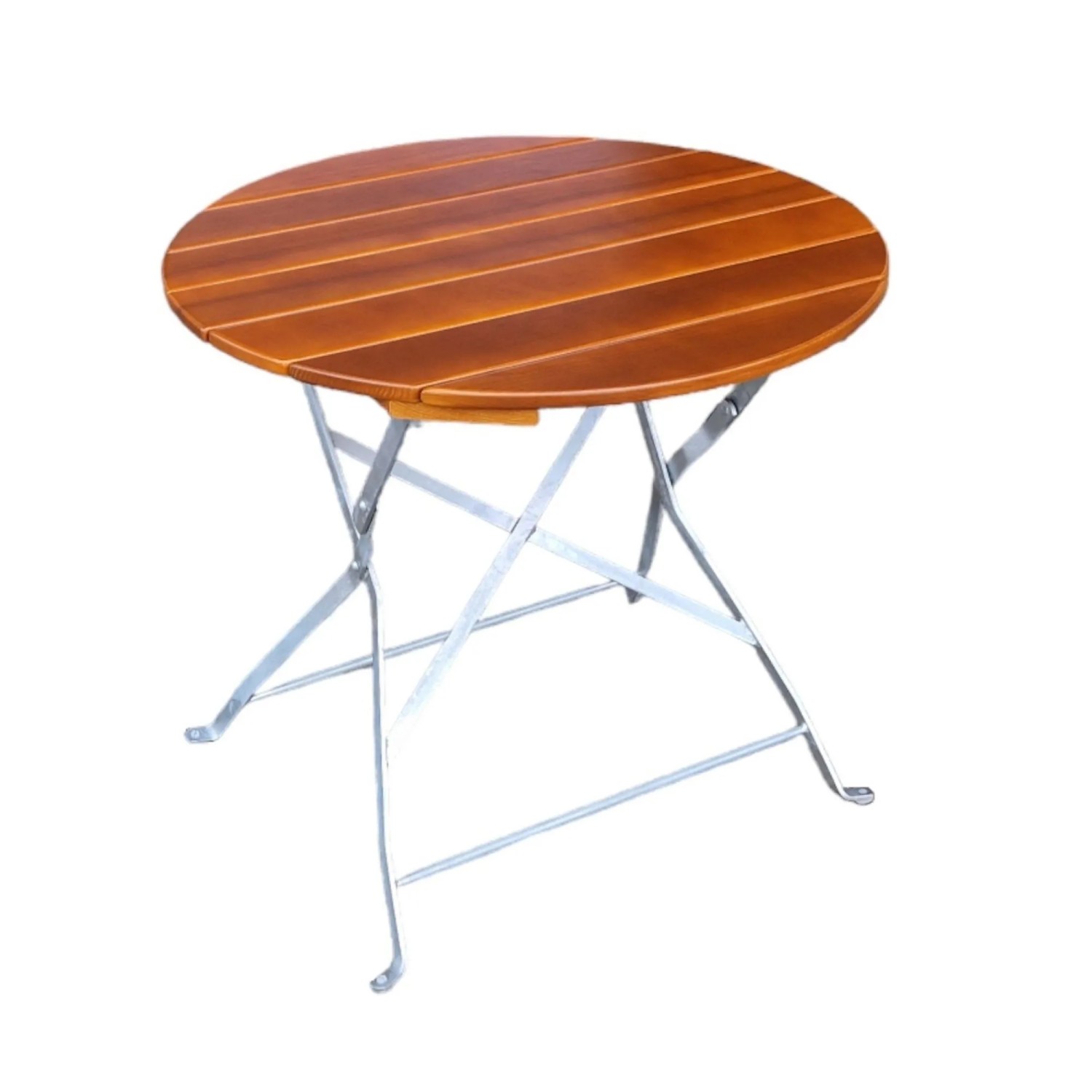 CHEFGASTRO Biergartentisch BERGTAL Made In Germany HxBxT 74x80x80cm Ø80cm Klappbar Wetterfest & UV-beständig Eschenholz Silber/Braun  2 Personen