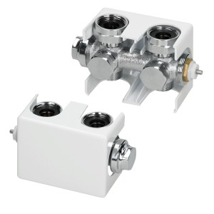 LuxeBath Ventil-Armaturen Set Multiblock Weiß für Heizkörper, Eck- und Durchgangsform.
