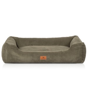 Knuffelwuff Hundebett Olivia Cord XXL, 120x85cm, Khaki. Gemütliches Hundekörbchen aus Cord.