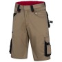 Nitras kurze Arbeitshose Motion Tex Pro FX in Khaki-Schwarz. Robuste Arbeitskleidung mit vielen Taschen und Stretch-Bund.