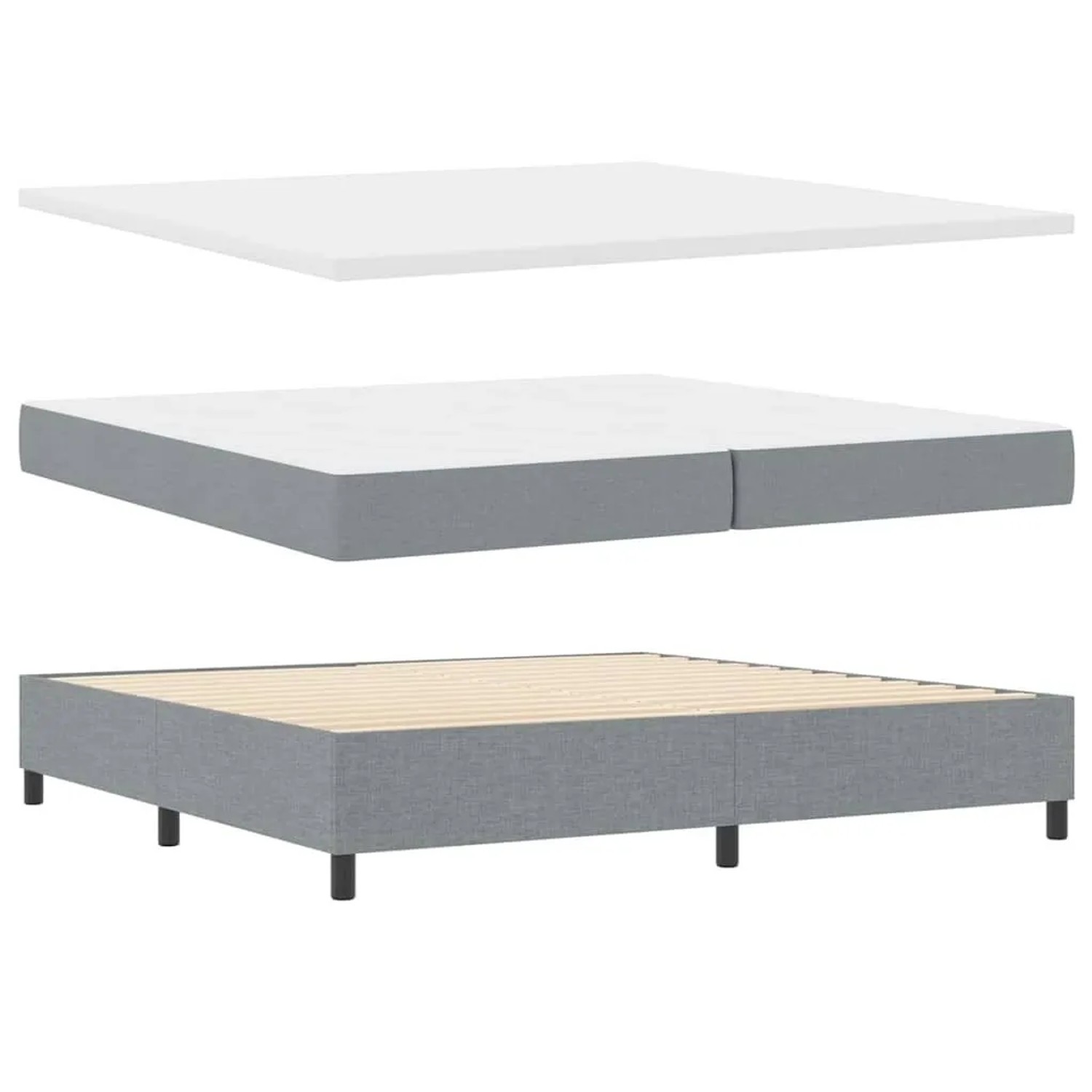 vidaXL Boxspringbett Hellgrau 200 x 200 cm Stoff & Holzwerkstoff 3344093 günstig online kaufen