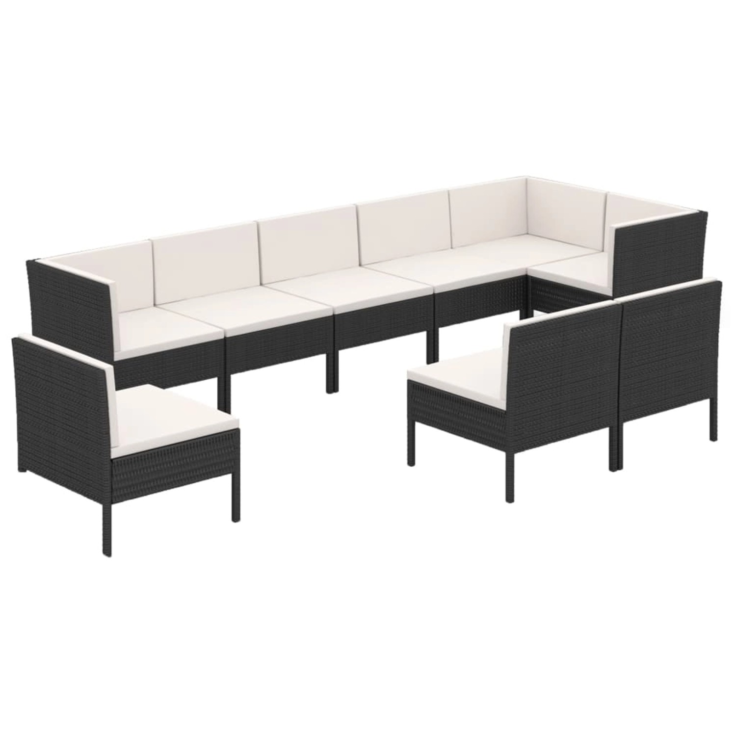 vidaXL 9-tlg Garten-Lounge-Set mit Auflagen Poly Rattan Schwarz Modell 32