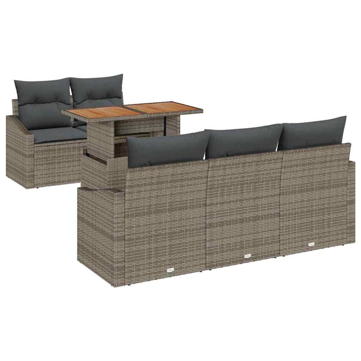 vidaXL Garten-Sofa-Set mit Speicher 6-Tlg Grau Poly Rattan 3358512 günstig online kaufen