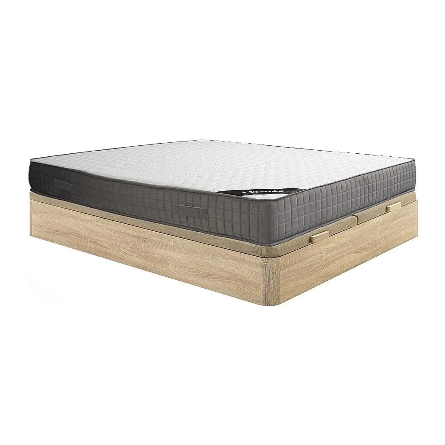 Vente-unique Matratze Und Bettgestell Mit Lattenrost Und Bettkasten Danevo Naturfarben Hell 200 cm