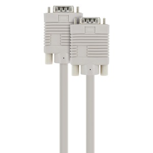 Graues Schwaiger VGA-Kabel für Monitoranschluss am Computer.