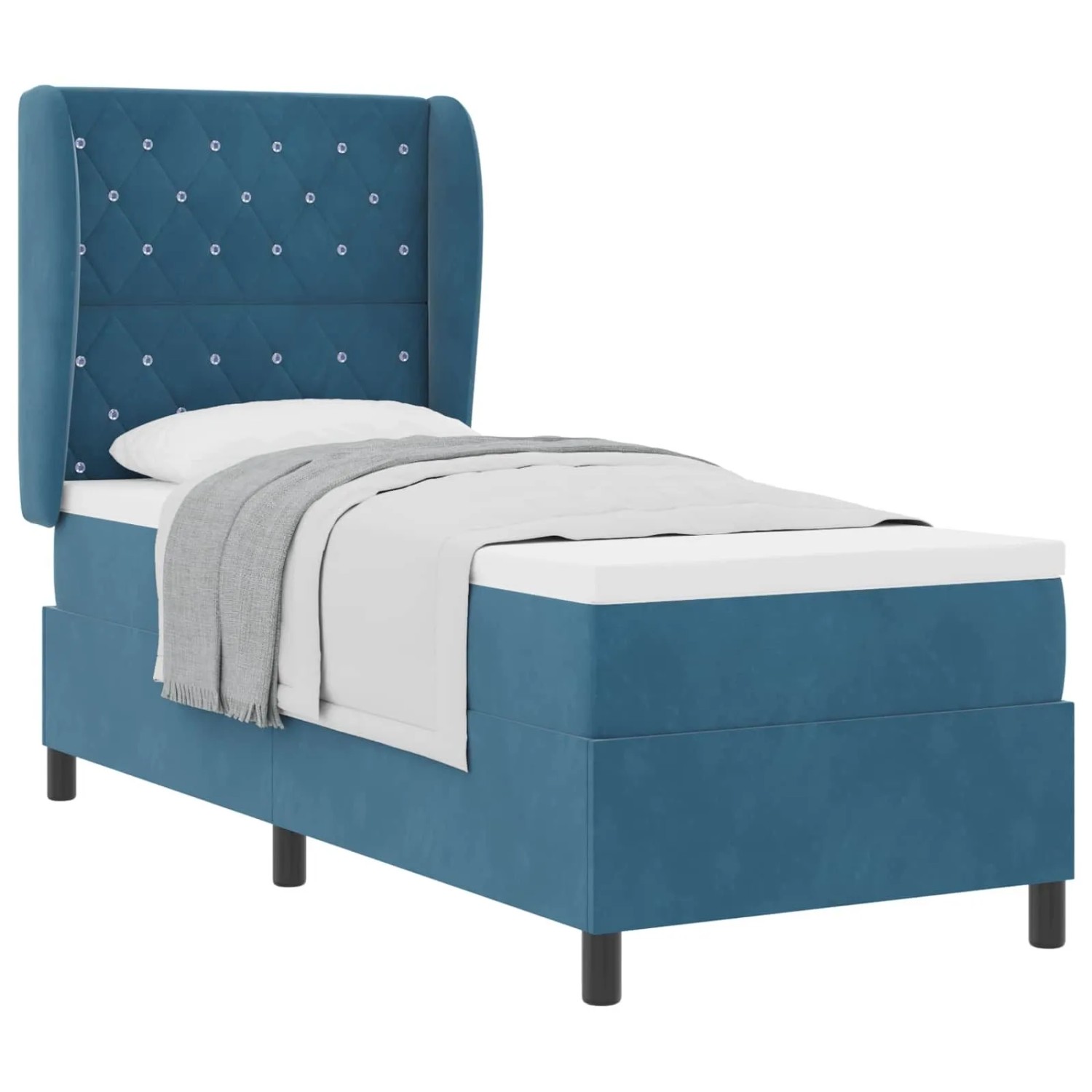 vidaXL Boxspringbett mit Matratze Dunkelblau 200 x 80 cm Polyester 3340848